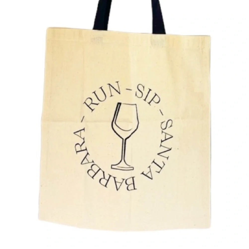 Run - Sip - Santa Barbara tan cotton tote shopping bag